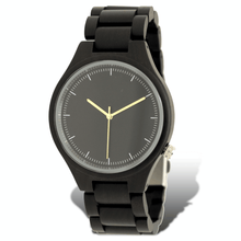 Load image into Gallery viewer, Polished ebony wooden watch with black dial
