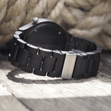 Load image into Gallery viewer, Metal black closure of ebony wooden watch
