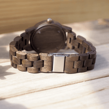 Load image into Gallery viewer, Back metal closure for walnut wooden watch
